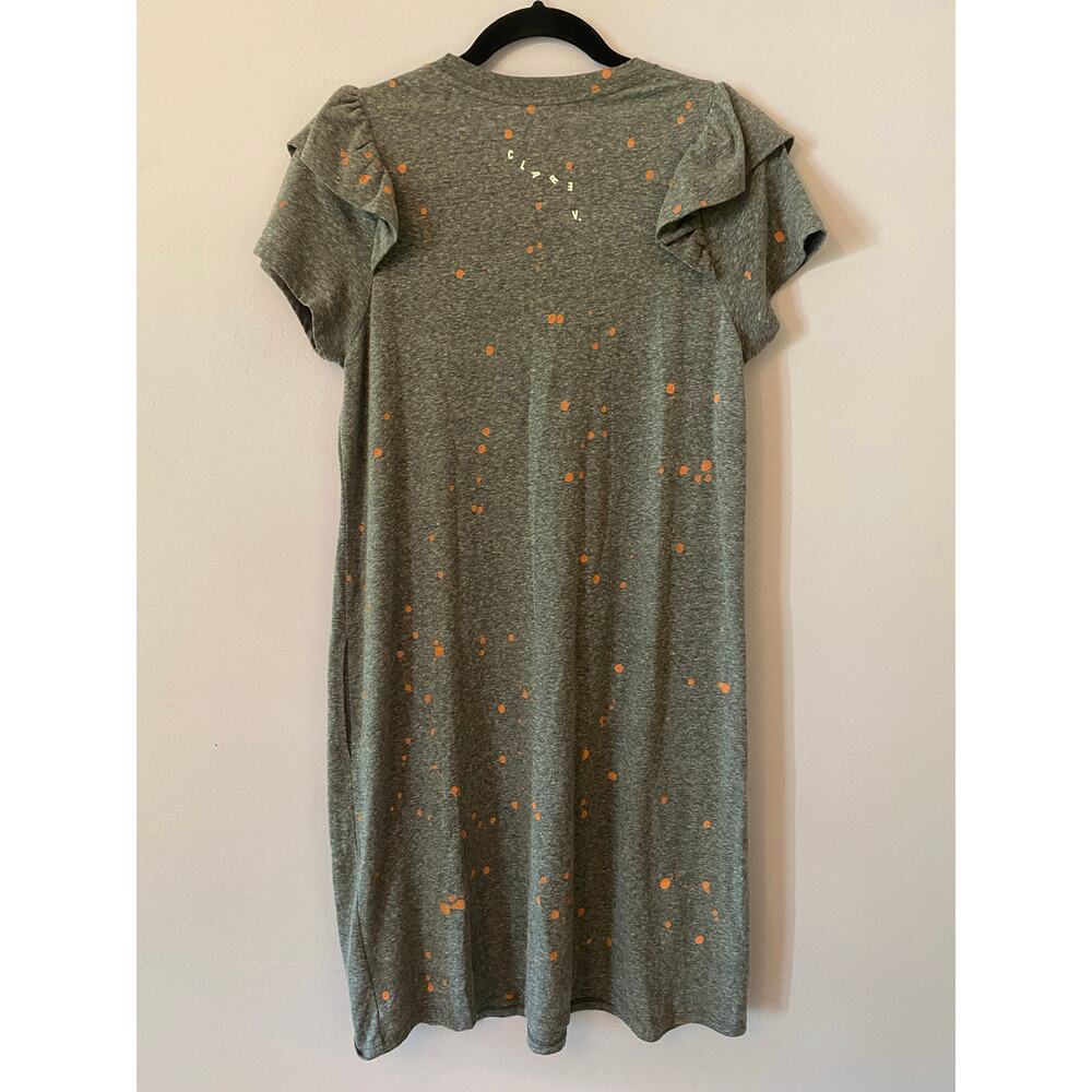 NWT Clare V. Gray Orange Splatter Ruffle Sleeve Knee Length Dress Women's Small - Picture 7 of 12